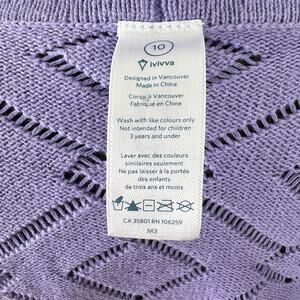 Ivivva Purple Cardigan Sweater Cotton Thumb Hole Ribbed Mock Neck Knit Size 10